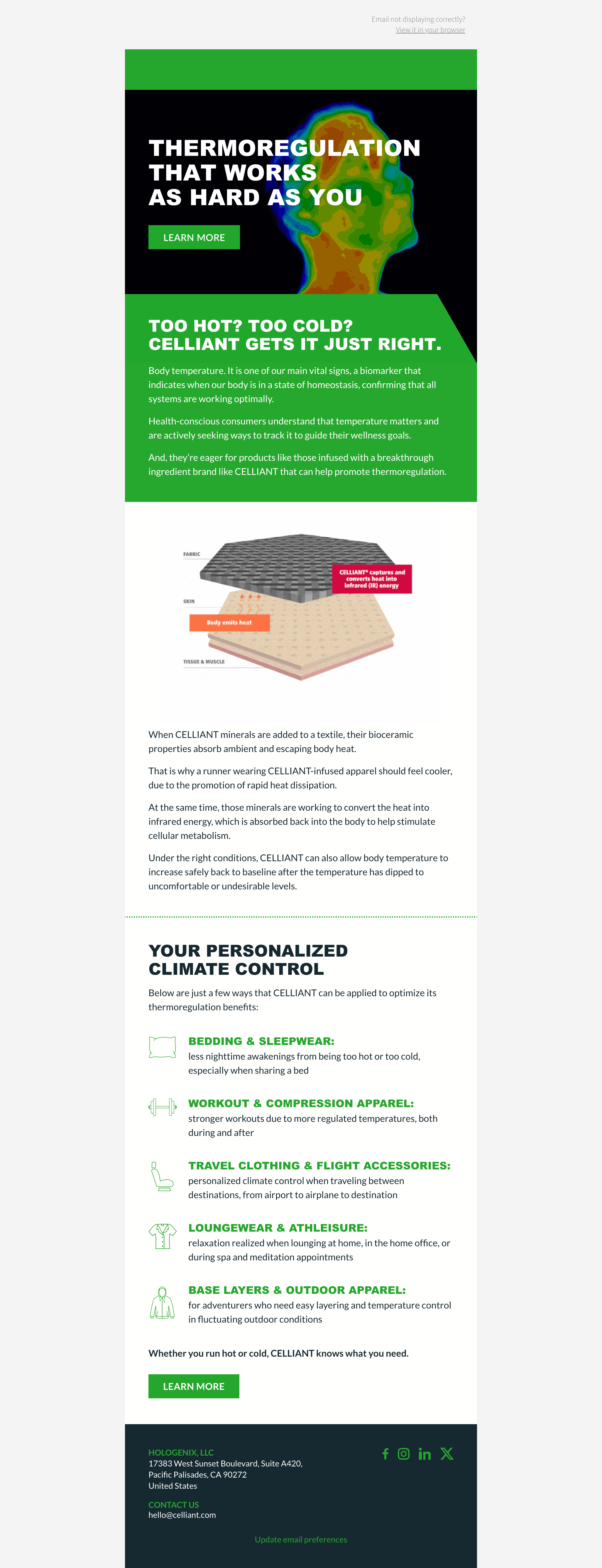Celliant Thermoregulation